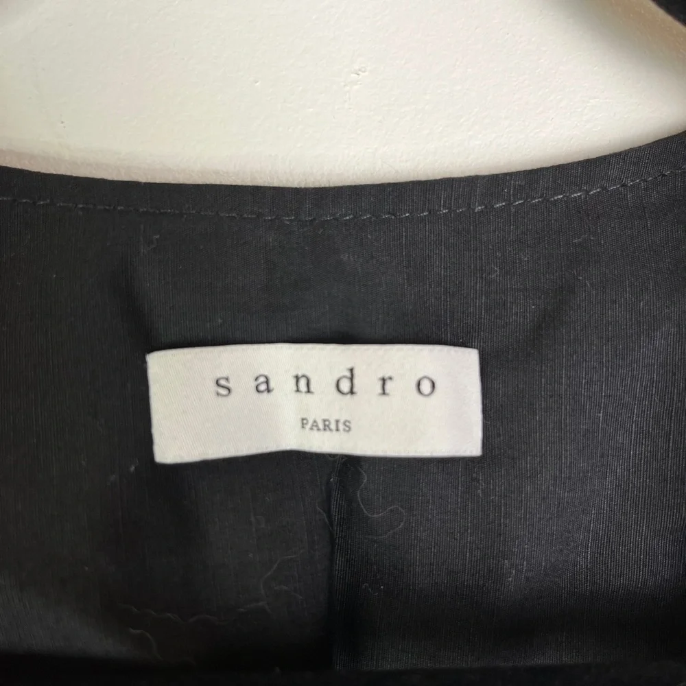 NWT Sandro Clara Lace-Up Black Mini Dress Linen FR 40 US 8 Gothic Academia LBD - Picture 8 of 14